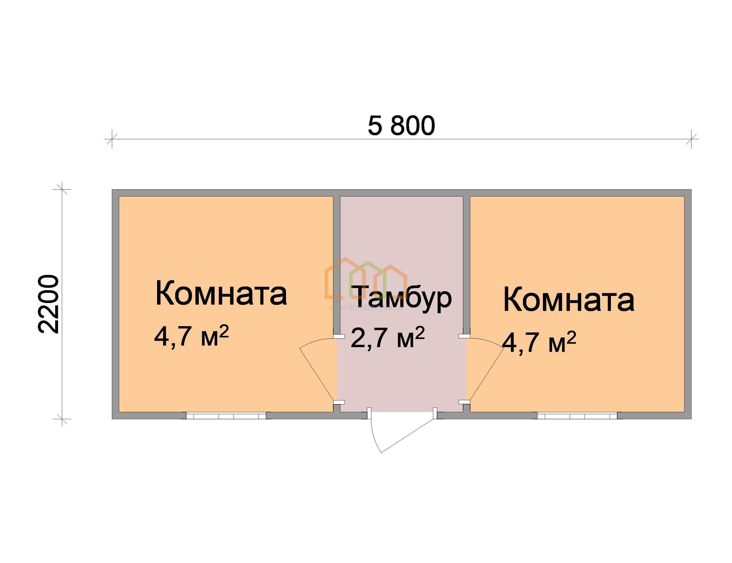 Дачная бытовка Василёк - 7 5.8x2.2 Площадь: 12.76 м² в готовом виде под  ключ в Клине и области