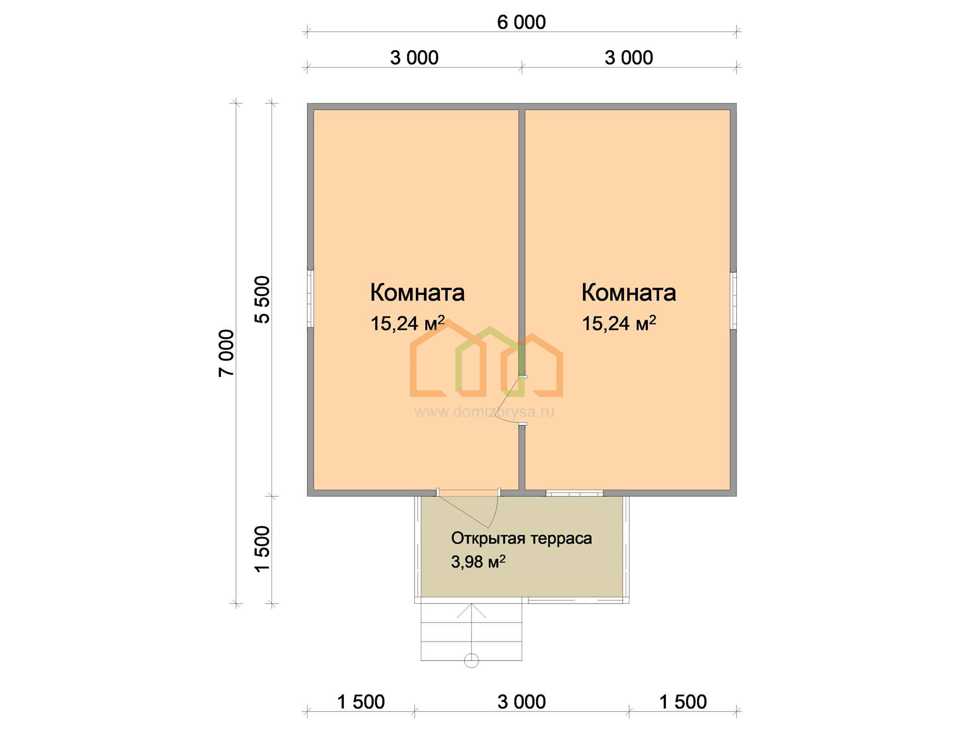 Каркасный садовый домик с террасой Тис (КТ) 6x7 Площадь: 37,5 м² с террасой  под ключ в Клине