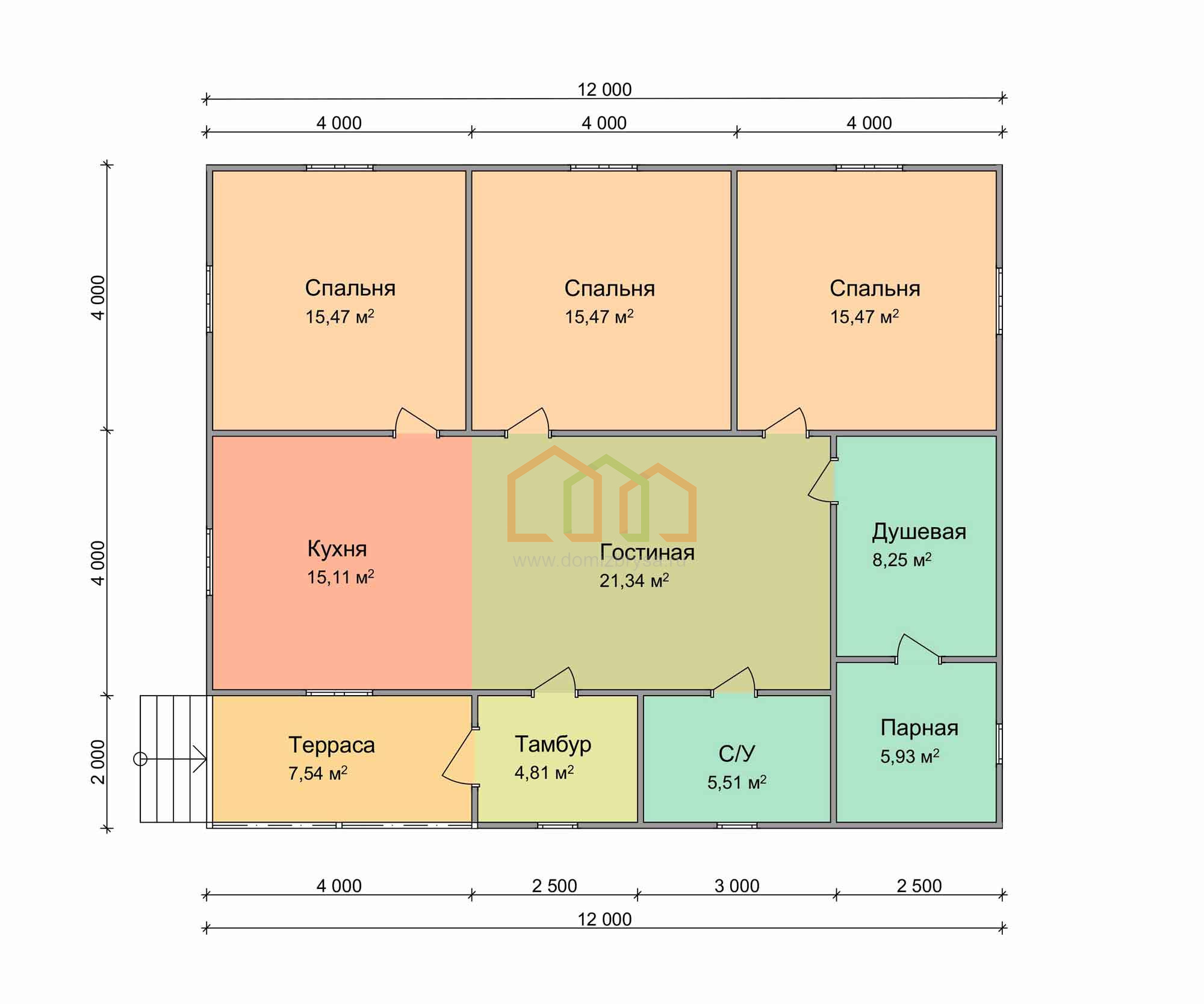 Каркасная баня одноэтажная 10x12, площадь: 120 м² с террасой цена под ключ  в Клине 2619500